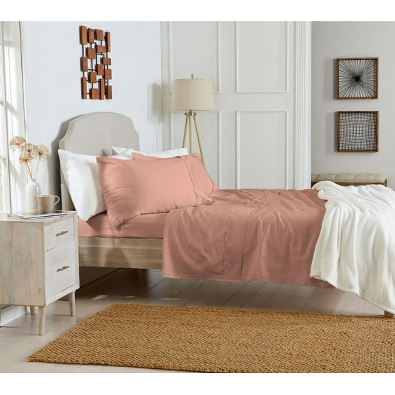 KG Linens Twin Sateen Sheet Set 300 Thread Count 15 Inches Deep Pockets, 3Pc Bedding Set, BURNT SIENNA