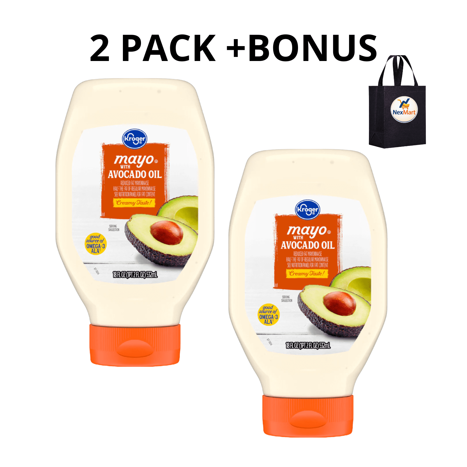 KG Mayo Reduced Fat with Avocado Oil 18 oz , 2 Pack + Bonus