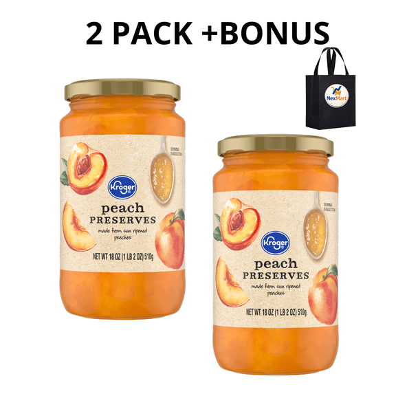 KG Peach Preserves Made From Sun Ripened Peaches 2 Pack + Bonus 18 oz