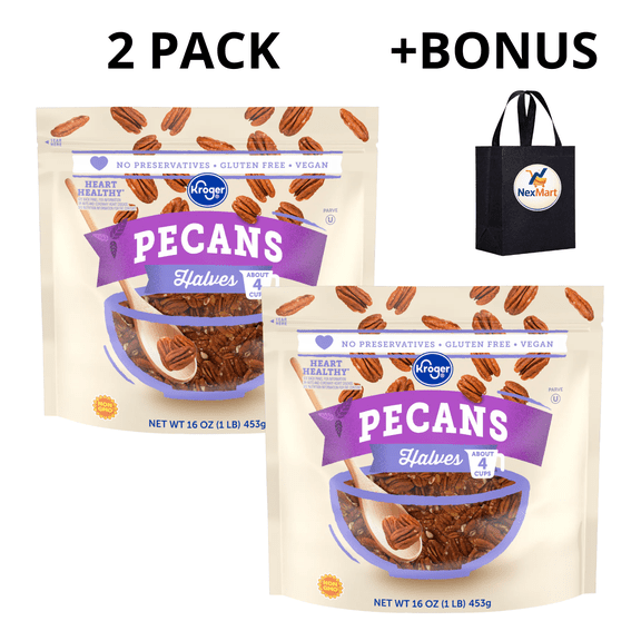 KG Pecan Halves 16 oz , 2 Pack + Bonus