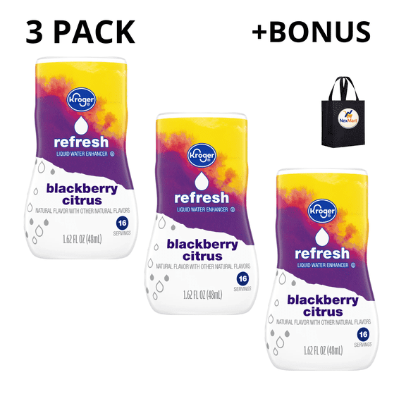 KG Refresh Liquid Water Enhancer Blackberry Citrus 1.62 FL OZ (48mL) , 3 Pack + Bonus