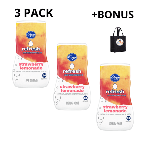 KG Refresh Liquid Water Enhancer Strawberry Lemonade 24 Servings 1.62 FL OZ , 3 Pack + Bonus