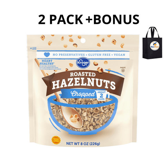KG Roasted Chopped Hazelnuts 8 Oz , 2 Pack + Bonus