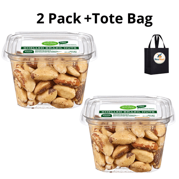 KG Shelled Brazil Nuts 8.5 oz ,2 PK+ Reusable Tote Bag