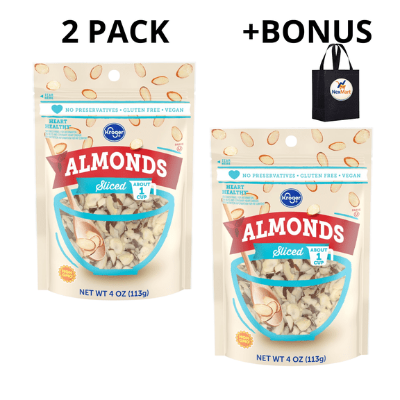 KG Sliced Almonds Gluten Free Vegan 4 oz , 2 Pack + Bonus