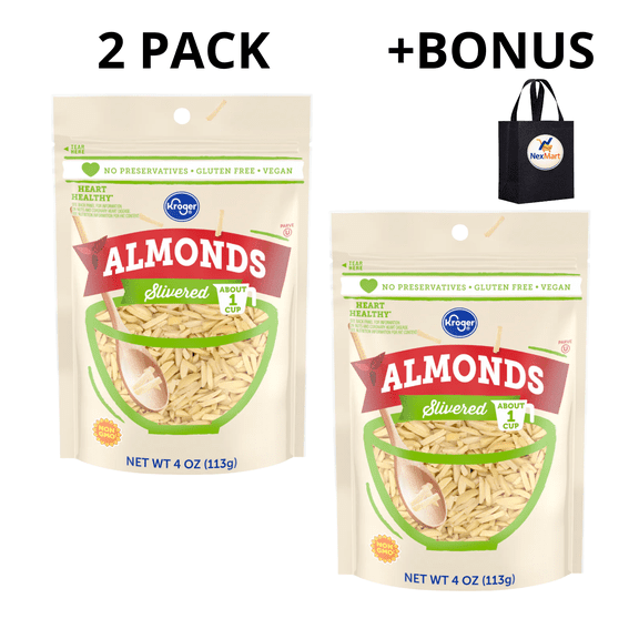KG Slivered Almonds Heart Healthy Gluten Free 4 oz , 2 Pack + Bonus