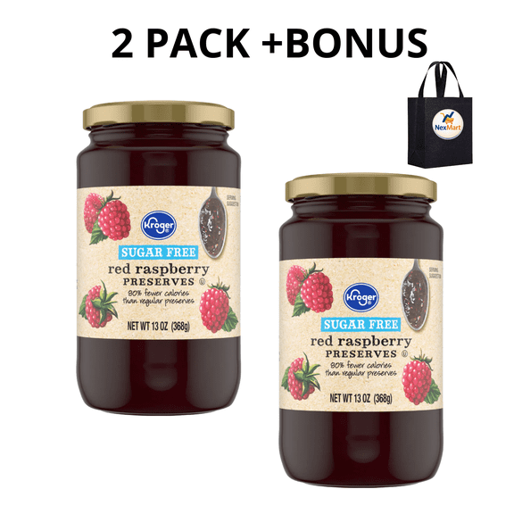 KG Sugar Free Red Raspberry Preserves, 13 oz, 2 Pack + Bonus