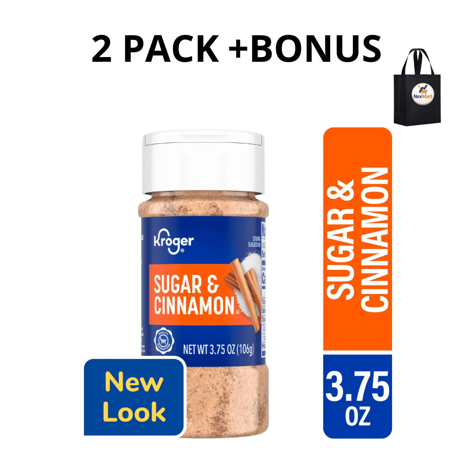KG Sugar and Cinnamon 3.75 OZ , 2 Pack + Bonus