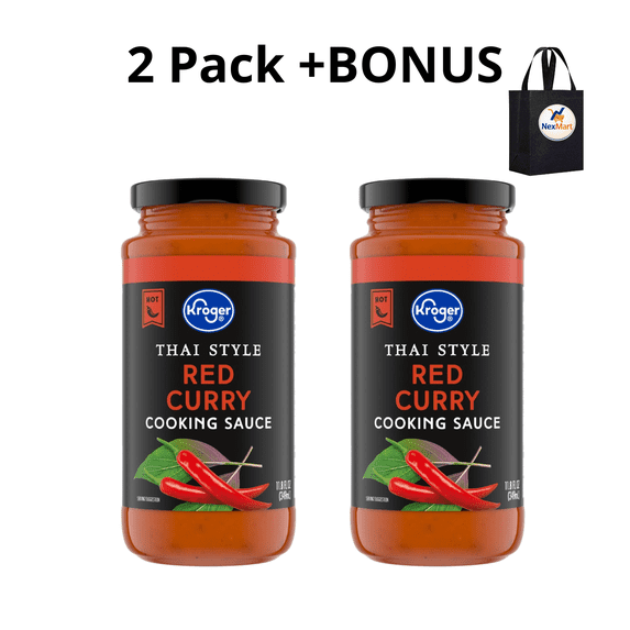 KG Thai Style Red Curry Cooking Sauce Hot, 11.8 oz , 2 Pack + Bonus