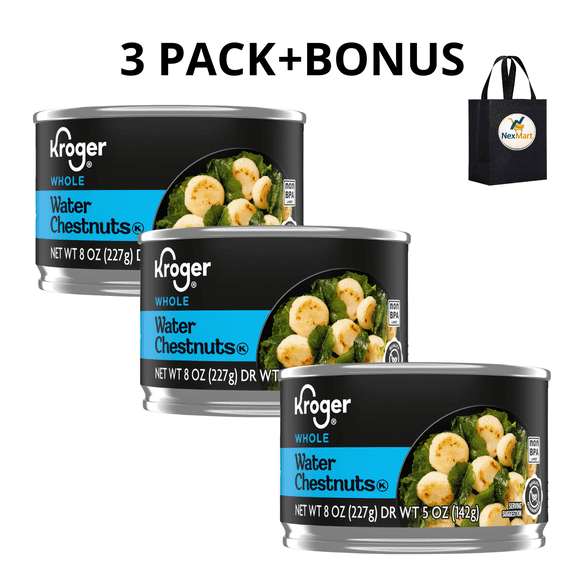 KG Whole Water Chestnuts 8 oz 3 PK + Bonus