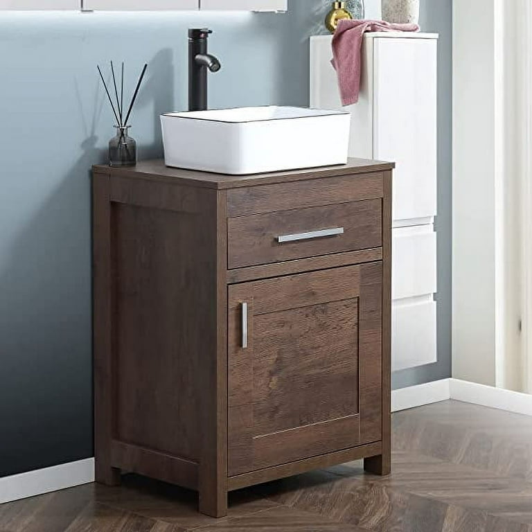 KGAR 24 Inch White Bathroom Vanity Modern Pedestal Vanity Under Sink  Storage Cabinet Sink Stand
