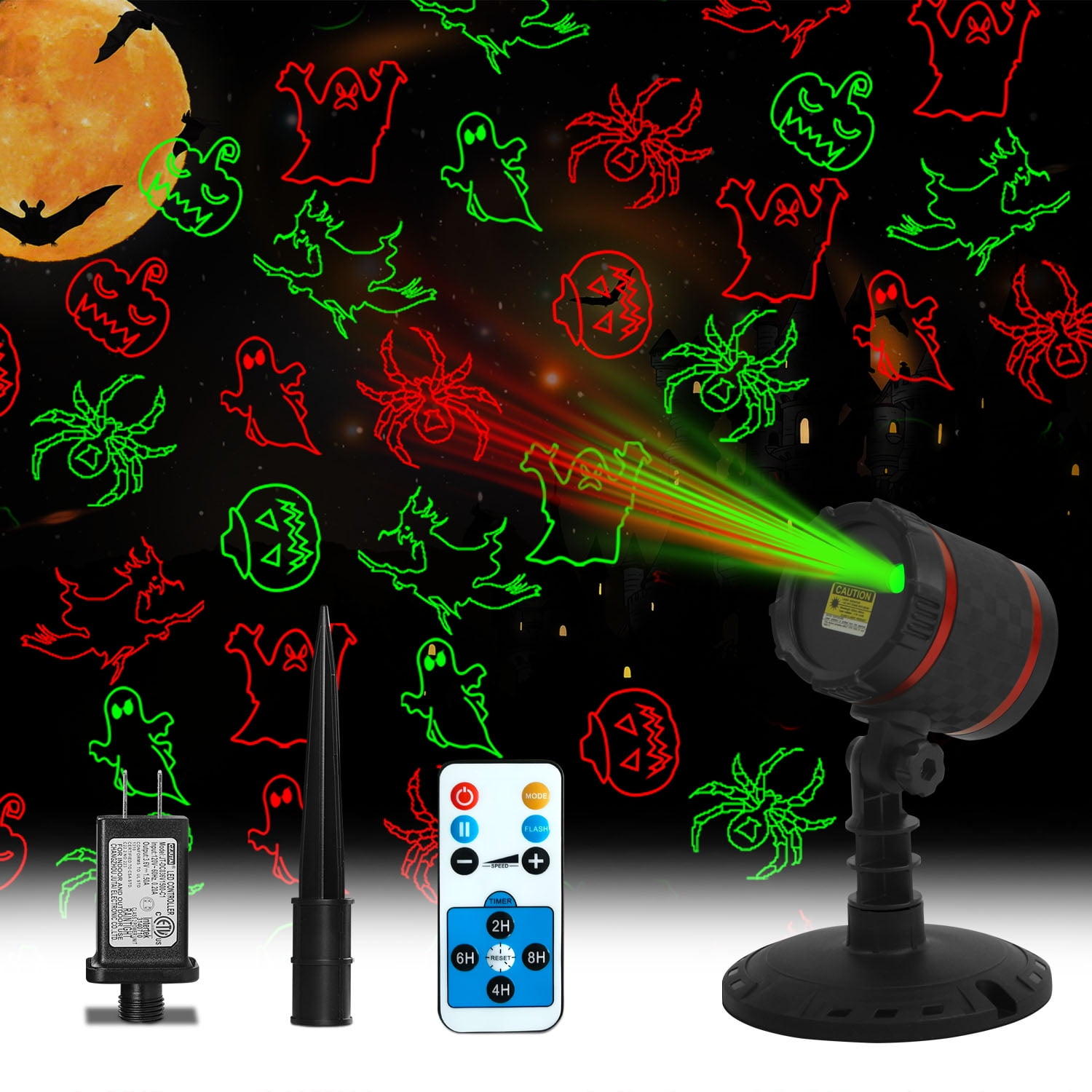 KGAR Christmas Laser Lights Halloween Ghost Projector Remote Controlled
