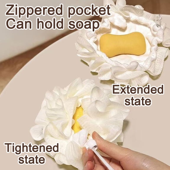 KGJQ 1/2Pcs Bath Ball, Gentle Exfoliating Soap Pouch with Lanyard, Body Cleansing Mesh Ball for Daily Dead Skin Removal Quick Rich Foam