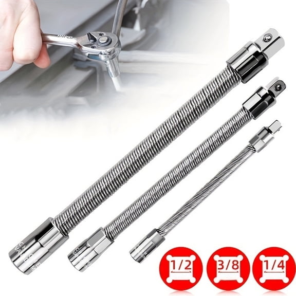 KGJQ 1/3Pcs Flexible Shaft Extension Bar, 3/8" 1/4" 1/2" Drive Bendable Socket Wrench Extender, Electric Wrench Connection Rod for Tight Spaces