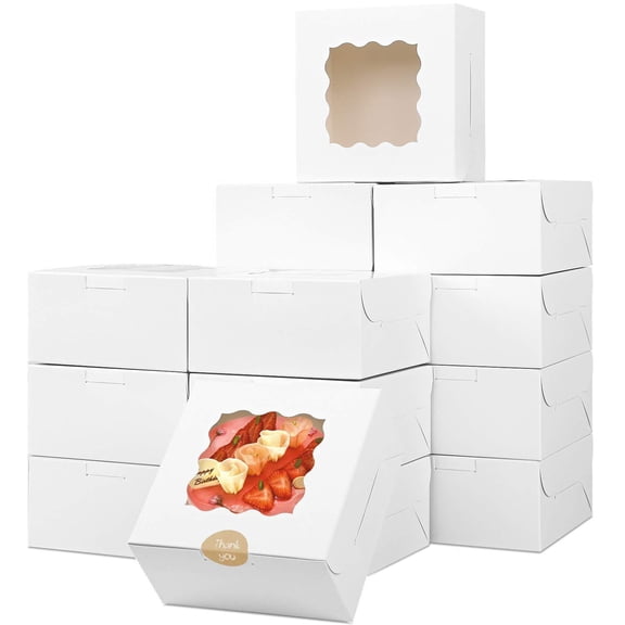 KGJQ 10cm x 10cm x 6.3cm white Cookie Box, Portable (10) Count