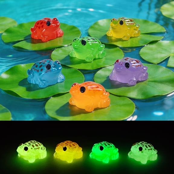 KGJQ 12 Pcs Luminous Mini Resin Frog Figurines Tiny Glow in The Dark Frog Miniature Figures for Moss Landscape Fairy Garden Dollhouse DIY Terrarium Craft Decor
