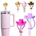 thumbnail image 1 of KGJQ 2Pcs Silicone Straw Cover, 8mm Wide Mouth Straw Cap for 30/40oz Tumbler, Cowboy Hat Shape Dustproof Plugs, Cute Drinking Straw Topper Accessories, 1 of 8