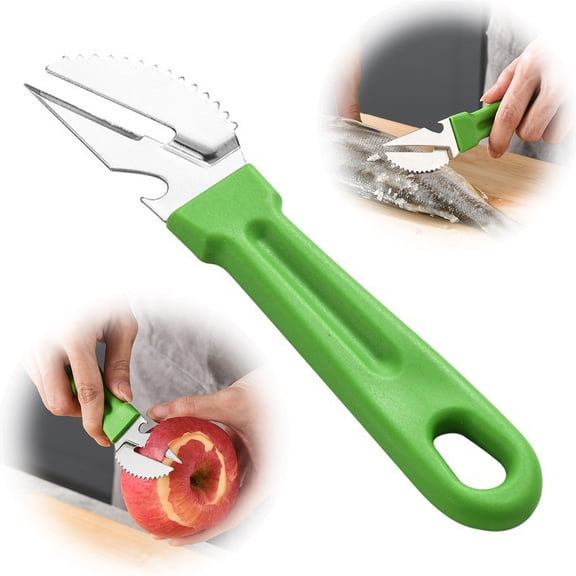 KGJQ 3 in 1 Stainless Steel Peeler, Portable Vegetable Fruit Cutter with Fish Scale Remover And Potato Eye Digger, Multifunctional Kitchen Tool