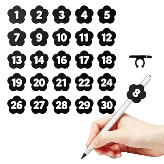 KGJQ 30PCS Numbered Pencil Toppers, Reusable Prevent Pencil Confusion Labels, Plastic Tracking Marker Clips, for Teachers Student School