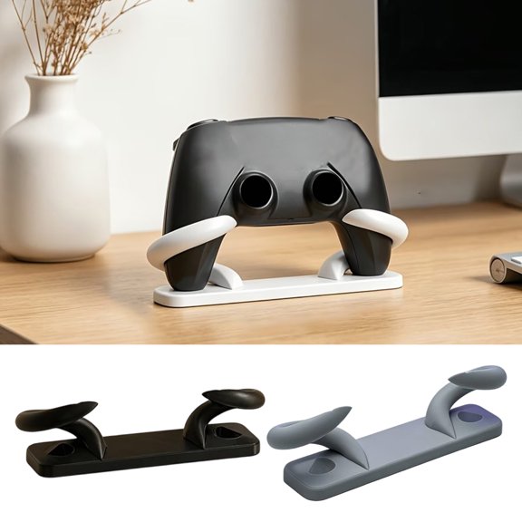 KGJQ 3D Printed Angled Horn Handle Stand, Universal Controller Holder with Anti‑Slip Base, Creative Rack for PS5 for Xbox PC Gaming Controllers, Desktop Organizer & Decorative Collectible