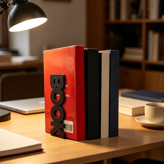 KGJQ 3D Printed BOOK Letter Bookend, Minimalist Creative Book Support Stand, Thickened Anti-Slip Book Baffle, Space-Saving Desktop Book Organizer, Gift for Readers Students Office