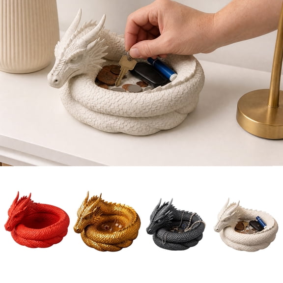 KGJQ 3D Printed Dragon Storage Tray, Decorative Catchall Bowl with Gothic Fantasy Design for Rings Keys Coins Jewelry, Desk Organizer Tray for Home Office Decor