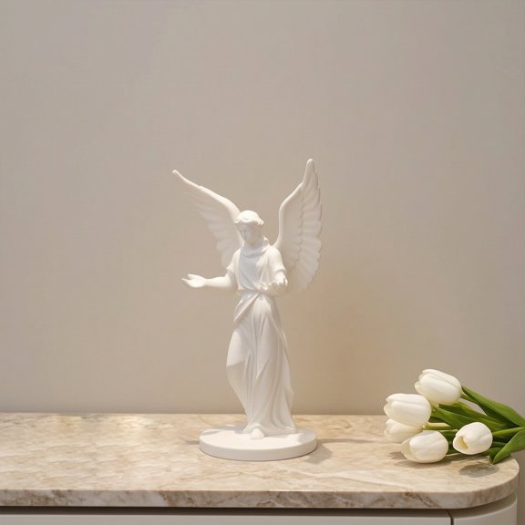 KGJQ 3D Printed European Angel Ornament, Matte Finish Light Luxury Home Decor with Open Arms Design, Open Arms Angel Statue with Stable Base for Entryway Study Desktop Gift and Healing Art