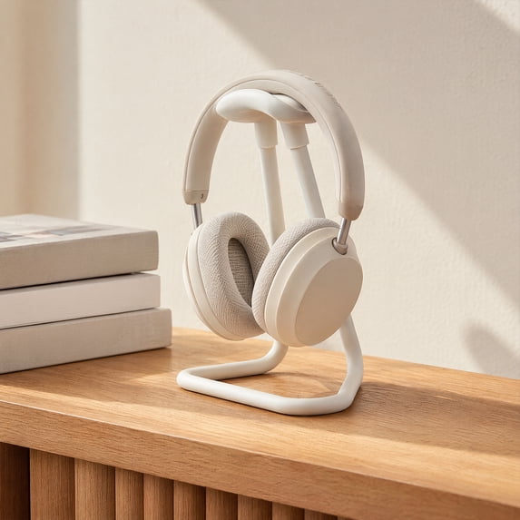 KGJQ 3D Printed Headphone Stand, Simple Headset Holder with Triangular Stable Base, Universal Headphone Rack for Gaming Desktopsand Study Desks