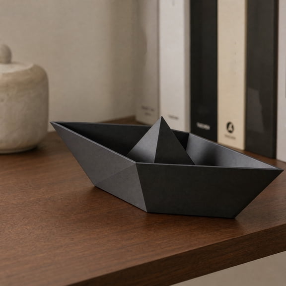 KGJQ 3D Printed Origami Boat Model, Minimalist Paper Boat Desk Figurine for Home Office Desktop, Bookshelf, Mantel Decor