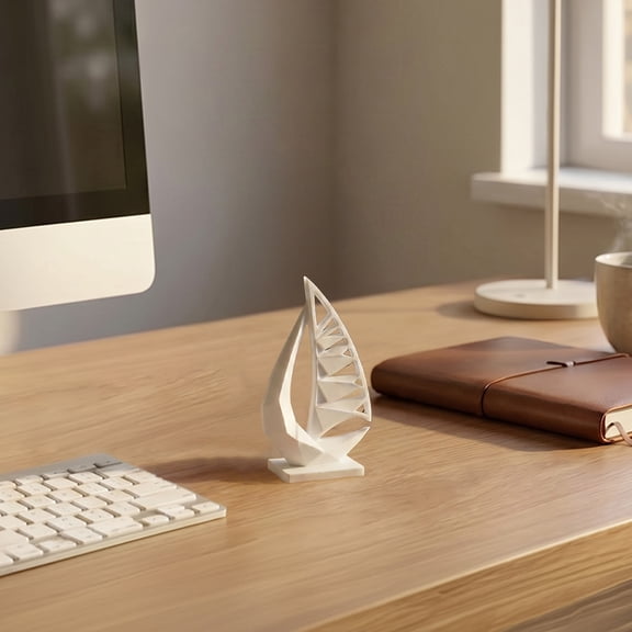 KGJQ 3D Printed Sailboat Figurine, Mini Sailboat Model Decoration, Miniature Sailing Boat Home Decor, Nautical Sails Statue for Home Office Desktop Ornaments