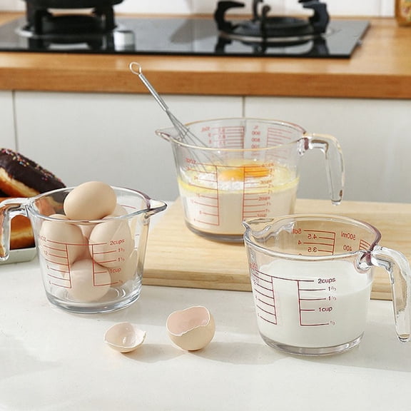 KGJQ 3Pcs Measuring Cup Set, Thick Glass Mixing Bowls with Pour Spout, Kitchen Prep Bowls for Baking Cooking