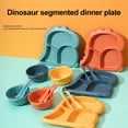 thumbnail image 1 of KGJQ 4Pcs/Set Dinner Plate Dinosaur-Shaped Divided Plate Including Bowl Spoon Fork Ergonomic Baby Feeding Utensils Easy to Clean Safe for Kids, 1 of 8
