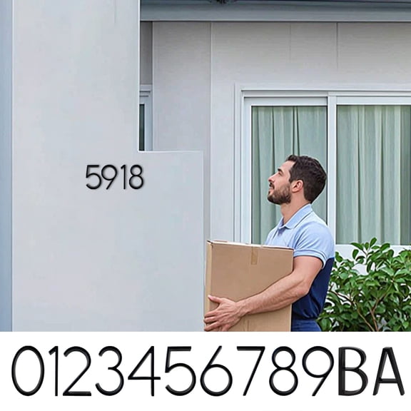 KGJQ 5-Inch House Numbers for Outside, Zinc Alloy Floating Address Numbers with Mounting Screws, Modern Black Metal Numbers for Door, Mailbox, Wall, Yard