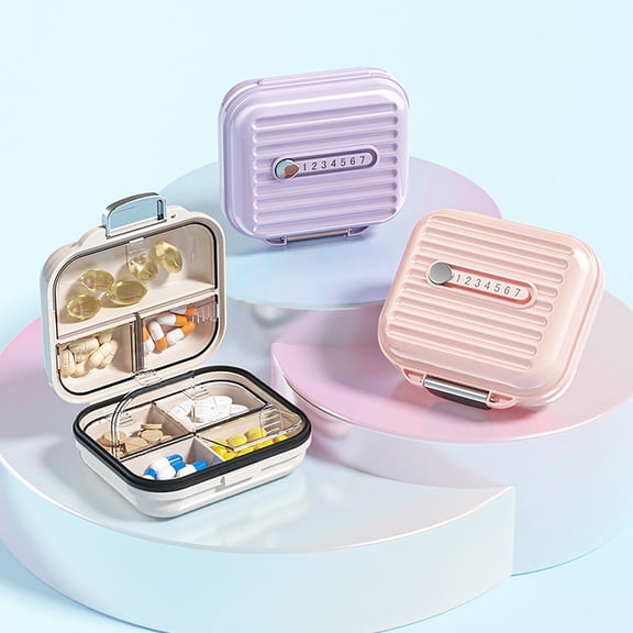 KGJQ 7 Compartments Pill Box, with Sealing Ring And Lock Buckle, Waterproof Double-Layer Medicine Organizer, for Travel And Daily Use
