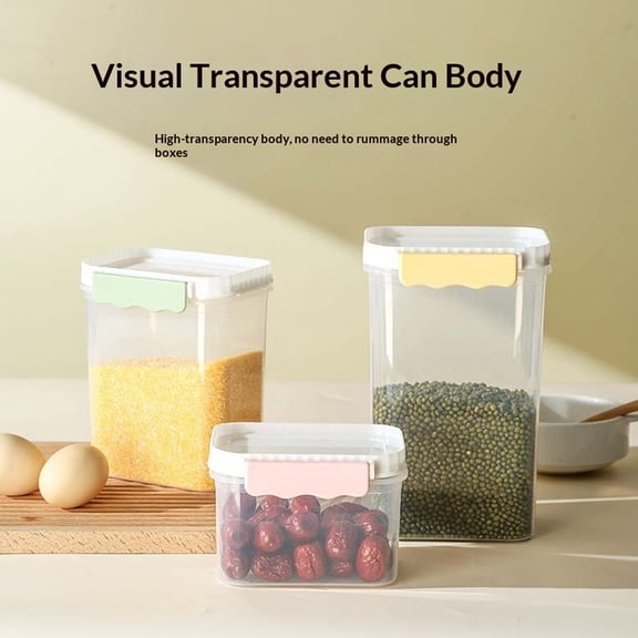 KGJQ Airtight Food Storage Bin, Square Stackable Storage Tank, with Colorful Buckles Countertop Container, for Pantry Dry Goods Rice Noodles Snacks