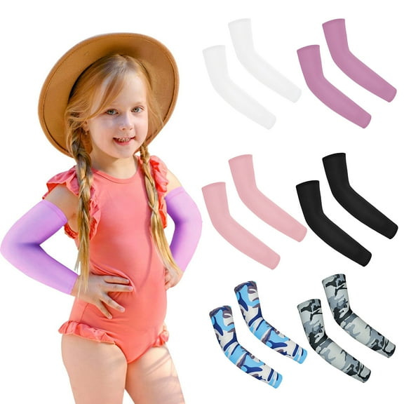 KGJQ Arm Sleeves for Kids UV Sun Protection Cooling Compression Sleeves to Cover Arm for Boys Girls