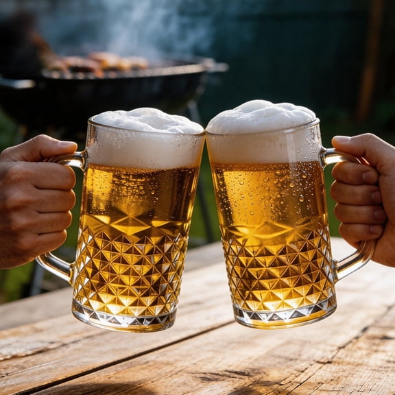 KGJQ Beer Mug, 500ml Large Capacity Glass Cup, with Thickened Wall And Durable Handle Design, Clear Beer Cup for Drinking And Juice Enjoyment