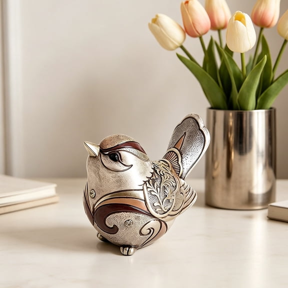 KGJQ Bird Figurine for Home Decor Resin Boho Bird Statue Vintage Animal Sculpture for Table Bookshelf Mantel Home Office Shelf Decor