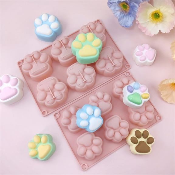 KGJQ Cat Paw Silicone Mold Food-Grade Chocolate Mousse Cake Mold Easy-Release Reusable Baking Mold for DIY Dessert Soap Decompression Toy