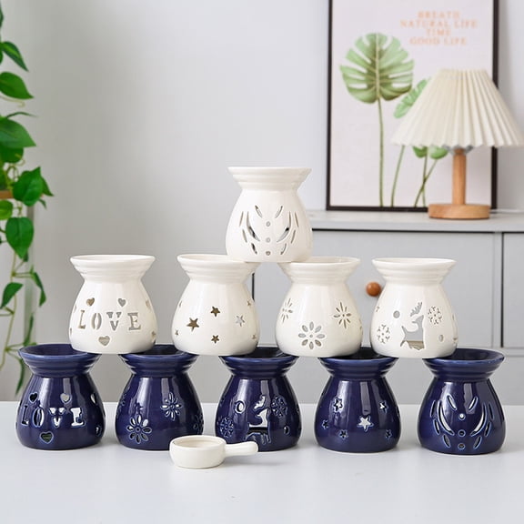 KGJQ Ceramic Tea Light Candle Holder Small Essential Oil Burner Wax Melt Warmer Aromatherapy Aroma Diffuser for Home Bedroom Decor