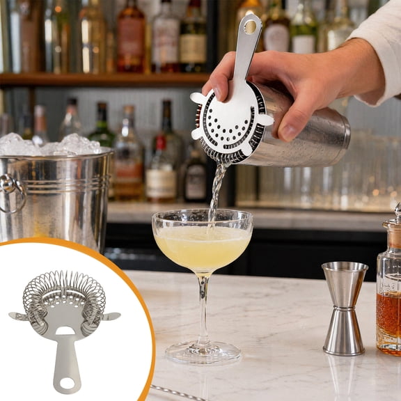 KGJQ Cocktail Strainer, Stainless Steel Bar Strainer, 4 Prong Bar Strainer with High Density Spring, Drink Strainer, Professional Bartending Tools for Bartenders and Mixologists