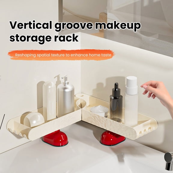 KGJQ Countertop Storage Rack, No-Drill L-Shaped Corner Shelf, Drainable Moisture-Proof Bathroom Organizer, Space-Saving Shelf for Kitchen Bathroom