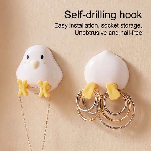 KGJQ Data Cable Storage Hook Wall Mounted Adhesive Strong Load Bearing Hook Creative Chicken Duck Shape Cable Holder
