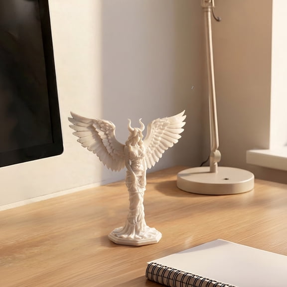 KGJQ Demon Angel Statue, 3D Printed Wings Matte Texture, Fall-Resistant Ornament for Desk Study Entrance Hall Decoration