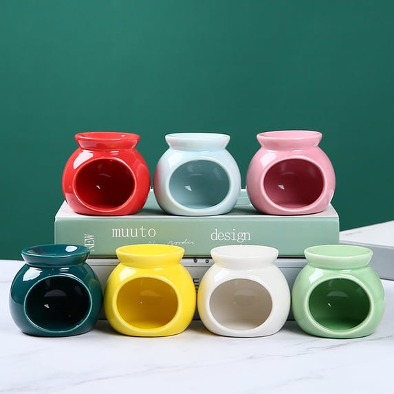 KGJQ Essential Oil Burner Small Ceramic Tealight Candle Holder Scented Wax Melt Warmer Desk Aromatherapy Diffuser for Home Fragrance Decor