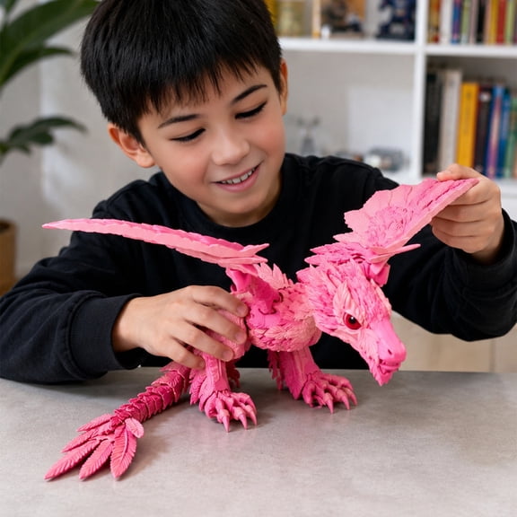 KGJQ Flying Dragon Toy with Movable Joints, 3D Printed Realistic Dragon Model, PLA Dragon Ornament for Office And Home Display