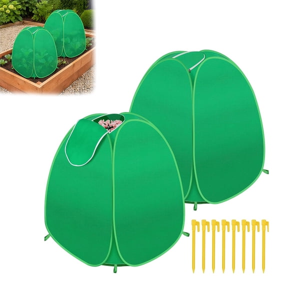 KGJQ Freeze Protection Plant Cover, Pop-up Winter Shrub Frost Guard, Warm Plant Protector Tent with Zipper Window for Outdoor Fruit Trees Potted Plants