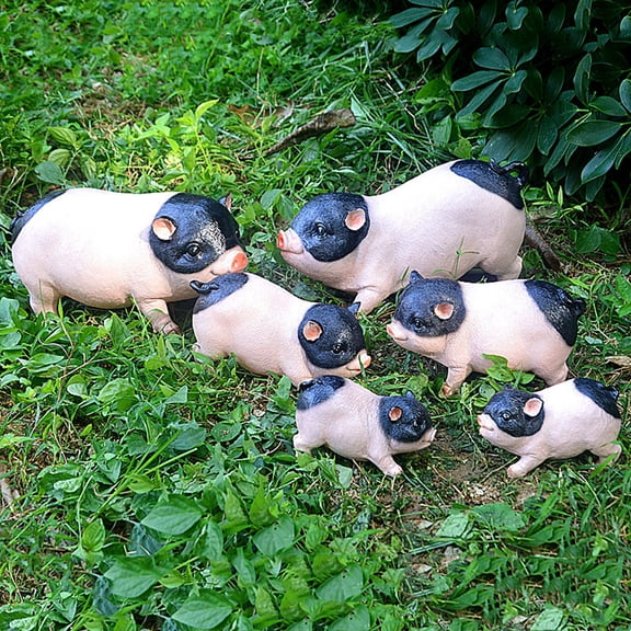 KGJQ Garden Pig Statue, Outdoor Resin Piggy Ornament, Cute Piglet Sculpture, Farmhouse Decoration for Yard Lawn Patio