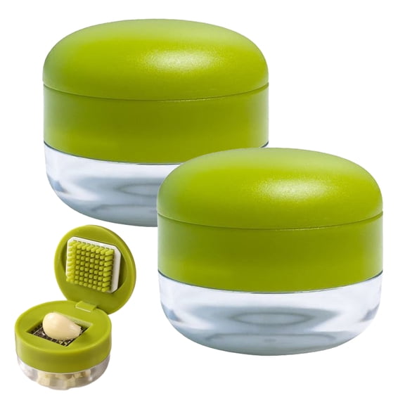 KGJQ Garlic Press And Chopper, with Storage Container, Stainless Steel Blade Manual Mincer, for Kitchen Tool Food Prep