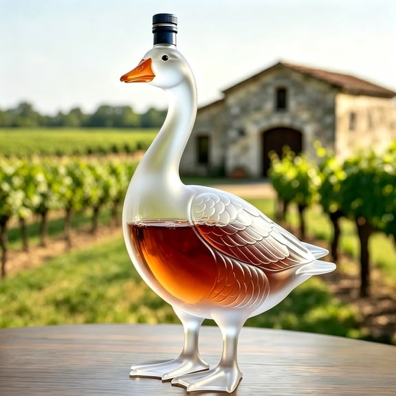 KGJQ Goose Shaped Glass Decanter, 3D Sculpted Whiskey Bottle with Stopper, 350ml Art Deco Carafe for Bourbon Wine, Home Bar Decor Gift